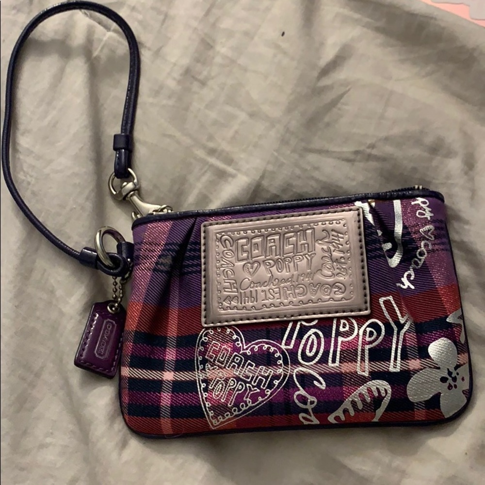 Coach Poppy Purple Wristlet Bag